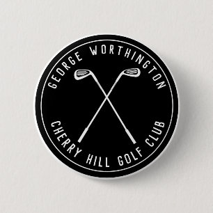 Personalised classic custom golf club black 6 cm round badge