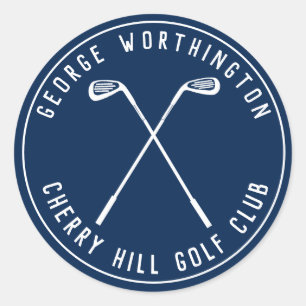 Personalised classic custom golf club navy classic round sticker