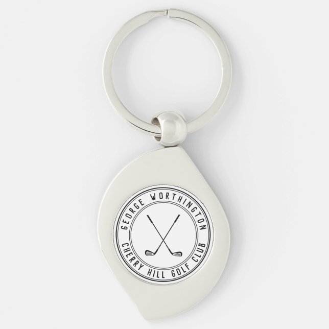 Personalised classic custom golf country club key ring (Front)