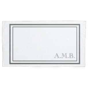 Personalised Classic Dark Grey Monogram King Size Pillowcase