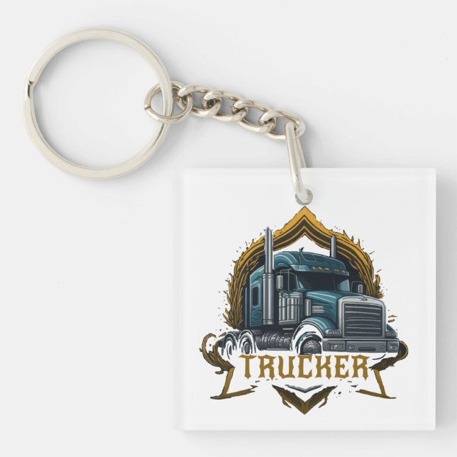 Personalised Classic Design for the Trucker  Key Ring (Front)