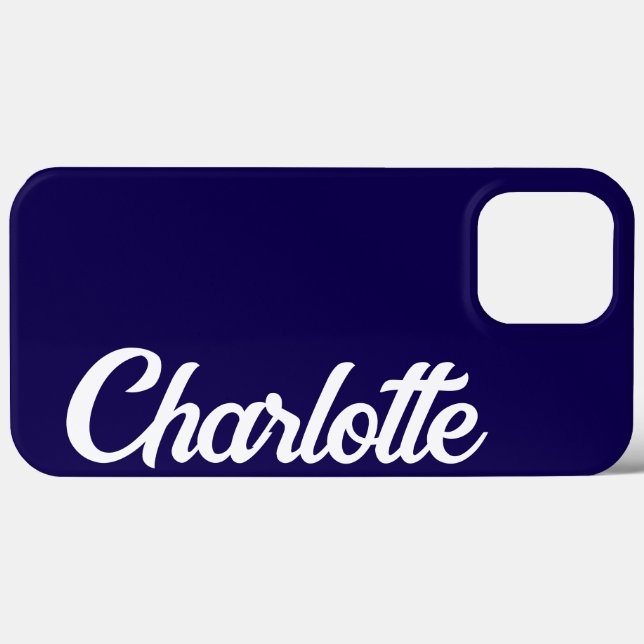 Personalised Classic Elegant Monogram Dark Blue Case-Mate iPhone Case (Back (Horizontal))