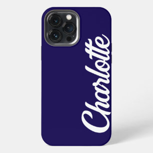 Personalised Classic Elegant Monogram Dark Blue iPhone 13 Pro Max Case