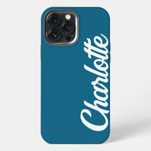Personalised Classic Elegant Monogram Ocean blue iPhone 13 Pro Max Case