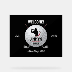 Personalised Classic Golf Bar Acrylic Sign