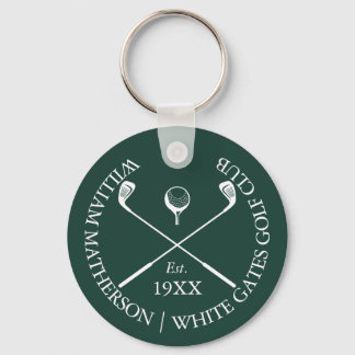 Personalised Classic Golf Club Name Emerald Green Key Ring