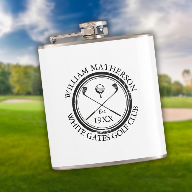 Personalised Classic Golf Club Name Hip Flask (Creator Uploaded)