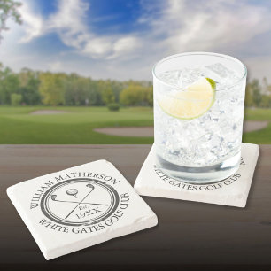 Personalised Classic Golf Club Name Stone Coaster