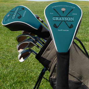 Personalised Classic Golf Club Teal Head Cover