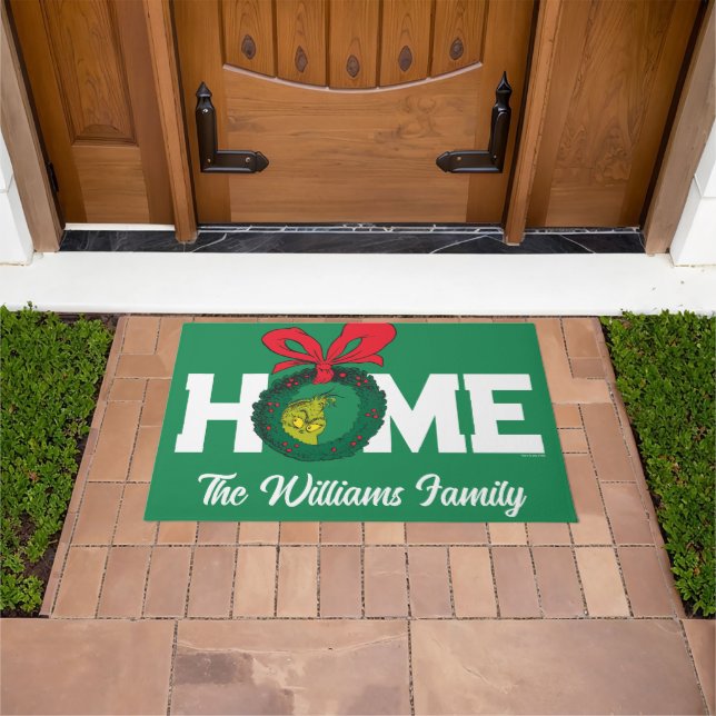 Personalised Classic Grinch | Christmas Wreath Doormat (Outdoor)