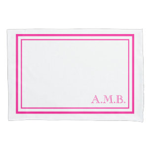 Personalised Classic Hot Pink Monogram Standard Pillowcase