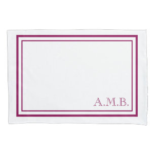 Personalised Classic Magenta Monogram Standard Pillowcase