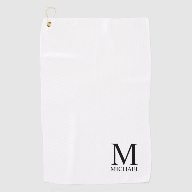 Personalised Classic Monogram and Name Golf Towel (Front)
