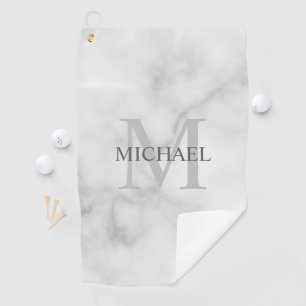 Personalised Classic Monogram and Name Marble Look Golf Towel