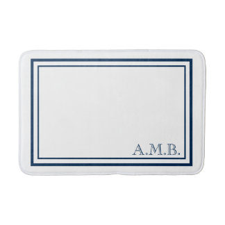 Personalised Classic Navy Blue Monogram Bath Mat