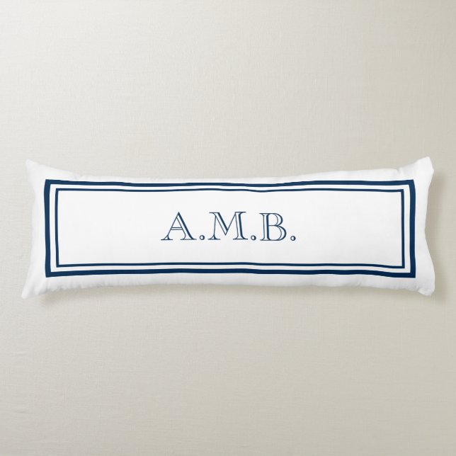Personalised Classic Navy Blue Monogram Body Cushion (Front)