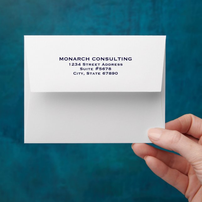 Personalised Classic Navy Typography Business Envelope (Hand)