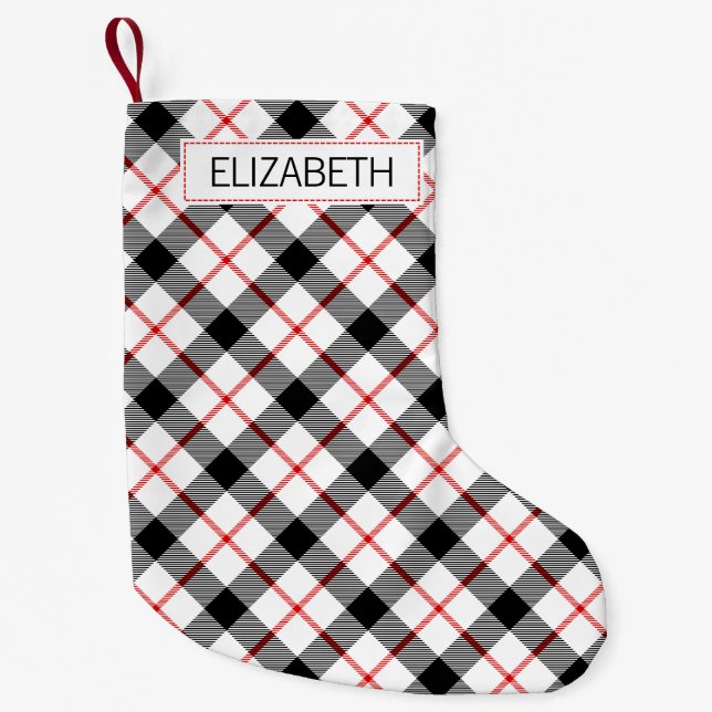 Personalised Classic Plaid Christmas Stocking (Front)