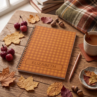Personalised Classic Pumpkin Fall Gingham Plaid Notebook