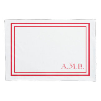 Personalised Classic Red Monogram Standard Pillowcase