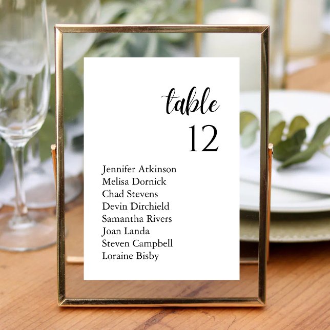 Personalised Classic Serif Wedding Guest Names Table Number (Creator Uploaded)
