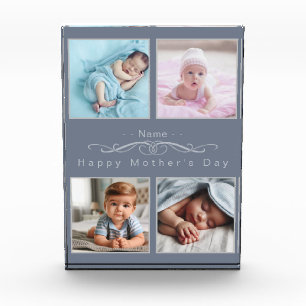 Personalised Classic Silver and Grey Photo Collage Block