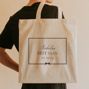 Personalised Classic Simple Bowtie Best Man Tote Bag