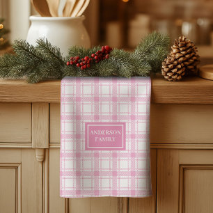 Personalised Classic Towel Light Pink Plaid Charm
