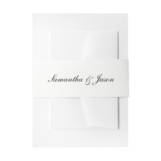 Personalised Classic Wedding Script Invitation Belly Band (Front Example)