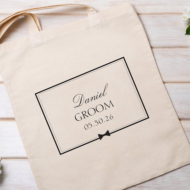 Personalised Classic Wedding Simple Bowtie Groom Tote Bag (Creator Uploaded)