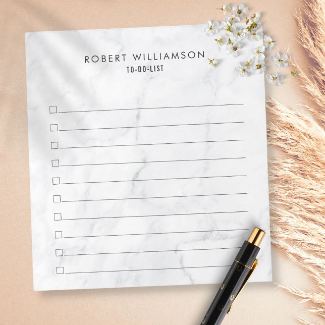 Personalised Classic White Marble To-Do List Notepad (Creator Uploaded)