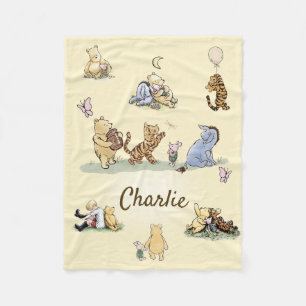 Personalised Classic Winnie the Pooh Baby Gift Fleece Blanket