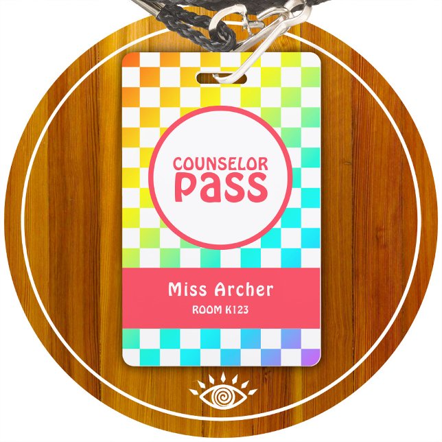 Personalised Classroom Counsellor Hall Pass Teache ID Badge (Creator Uploaded)