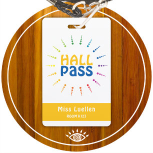 Personalised Classroom Hall Pass For Teachers ID Badge