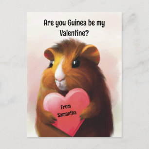 Personalised Classroom Valentines Guinea Pig Postcard