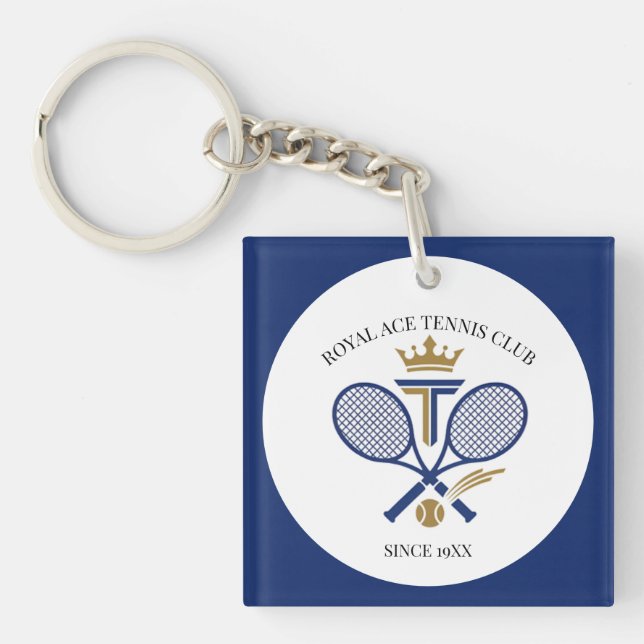 Personalised Classy Gold Tennis Club Year  Key Ring (Front)