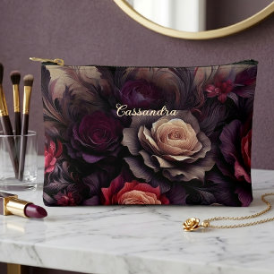 Personalised Classy Gothic Rose Cosmetic Makeup Accessory Pouch