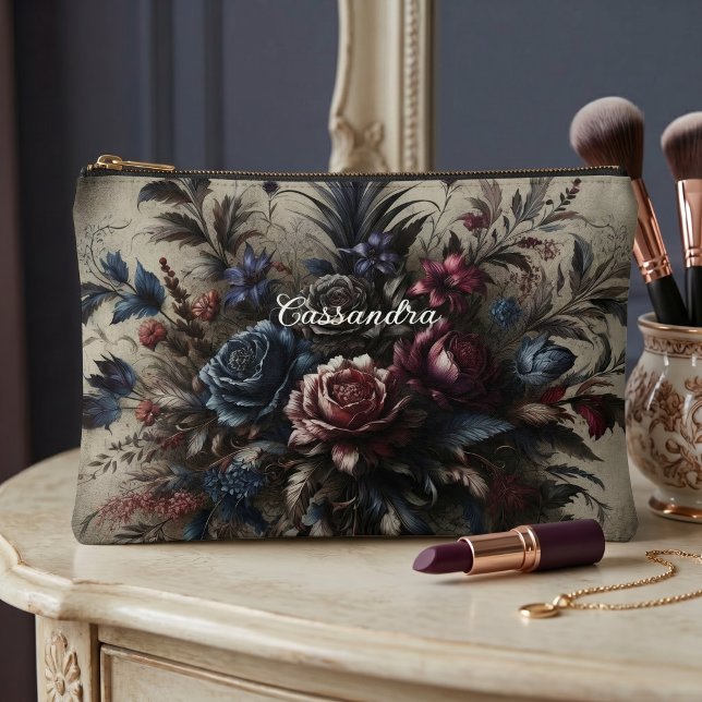 Personalised Classy Gothic Rose Cosmetic Makeup Accessory Pouch (Creator Uploaded)