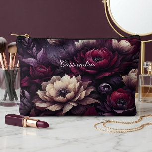 Personalised Classy Gothic Rose Cosmetic Makeup Accessory Pouch