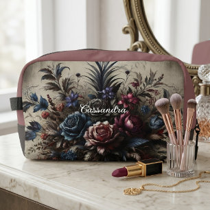 Personalised Classy Gothic Rose Travel Makeup Bag
