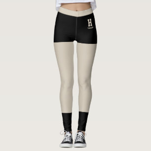 Personalised Classy Warm Beige Cute Black Accents Leggings