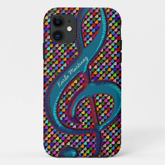 personalised clave musical note hearts Case-Mate iPhone case (Back)