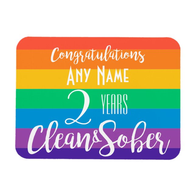 personalised clean and sober card rainbow lgbt magnet (Horizontal)