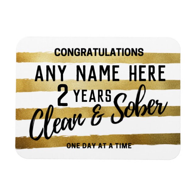 Personalised Clean and Sober sobriety anniversary Magnet (Horizontal)