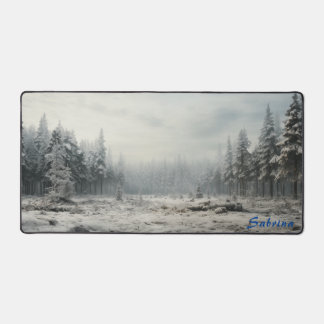 Personalised Clearing in a Snowy Forest Desk Mat