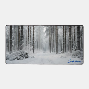 Personalised Clearing in a Snowy Forest Desk Mat