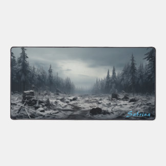 Personalised Clearing in a Snowy Forest Desk Mat