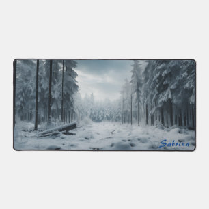 Personalised Clearing in a Snowy Forest Desk Mat