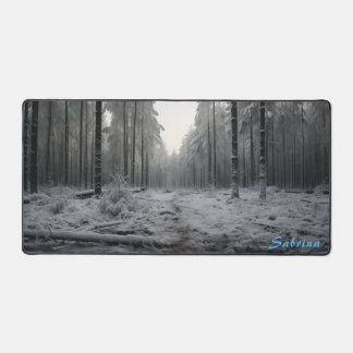 Personalised Clearing in a Snowy Forest Desk Mat