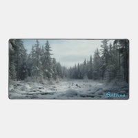 Personalised Clearing in a Snowy Forest Desk Mat